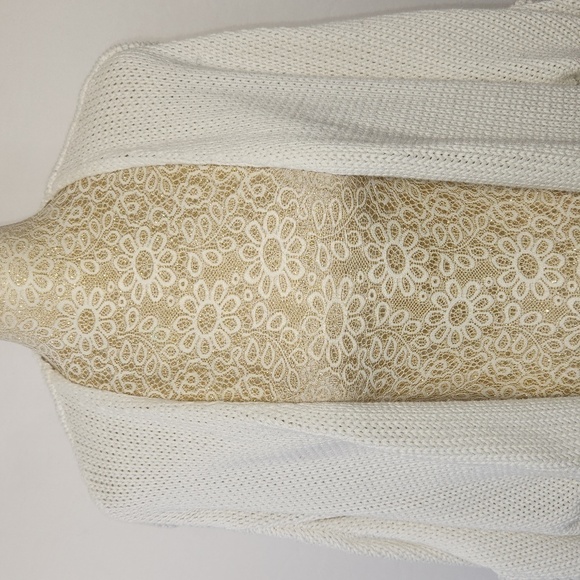 Fresh Produce White Grey Loose Knit Slouchy Front Pockets Cardigan Size XS/S - Picture 2 of 14